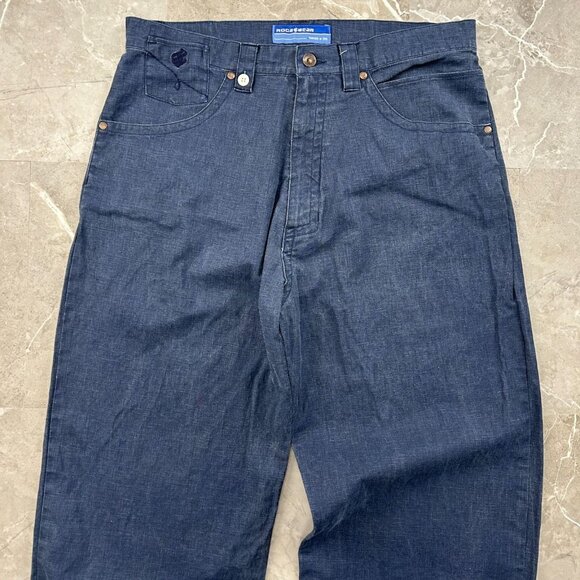 Vintage Rocawear Pants Mens 34 Linen Baggy Loose Embroidered Hip Hop Rap Jay Z - Picture 2 of 13